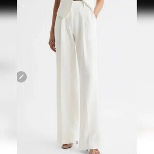 NWT Reiss Tatum Wide Leg Crepe Trousers White Size 6